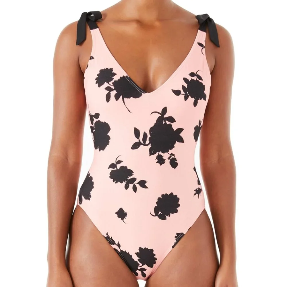 Kate Spade New York Printed Bow-Strap One-Piece Swimsuit